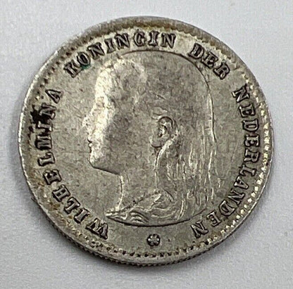1897 10 Cents | Netherlands Silver Coin | Queen Wilhelmina | Fine Grade | a295