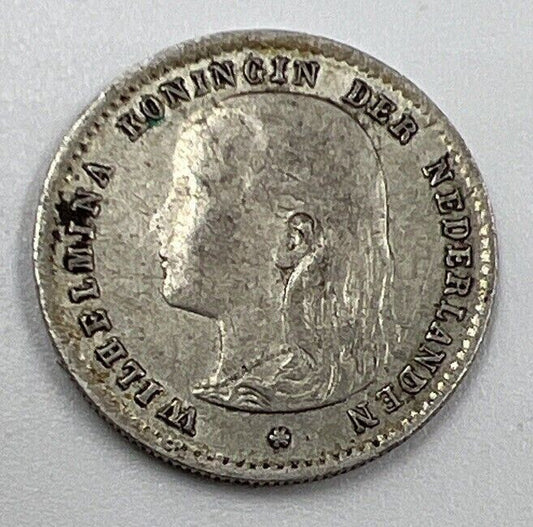 1897 10 Cents | Netherlands Silver Coin | Queen Wilhelmina | Fine Grade | a295