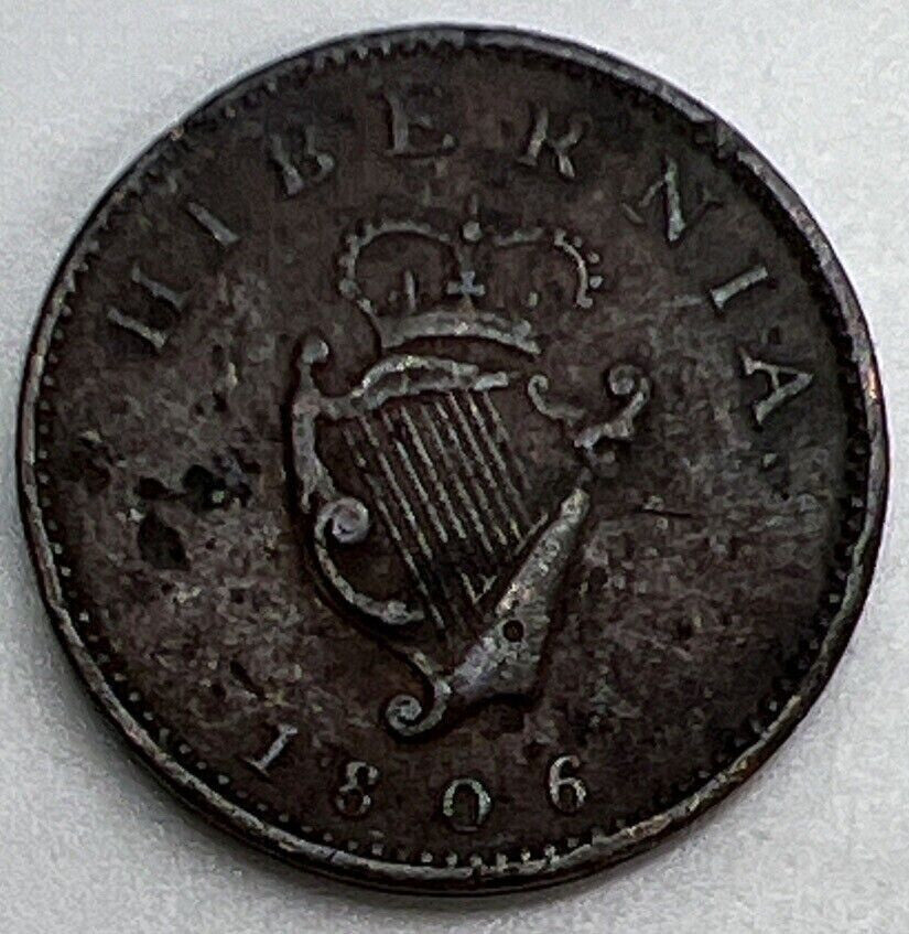1806 George III Hibernia Farthing | Irish Coin | Fine Collectable Grade | a1155