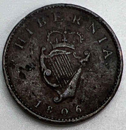 1806 George III Hibernia Farthing | Irish Coin | Fine Collectable Grade | a1155