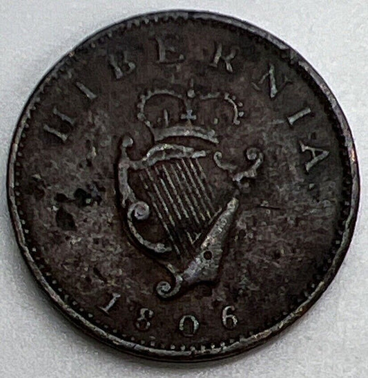 1806 George III Hibernia Farthing | Irish Coin | Fine Collectable Grade | a1155