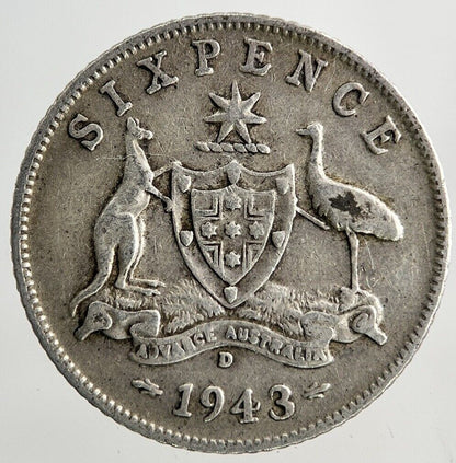 1943 - D Australia Sixpence Silver Coin | Fine Collectable Grade