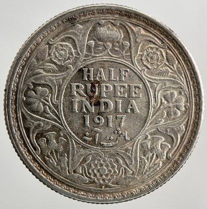 1917 India 1/2 Half Rupee Silver Coin | Very High Grade