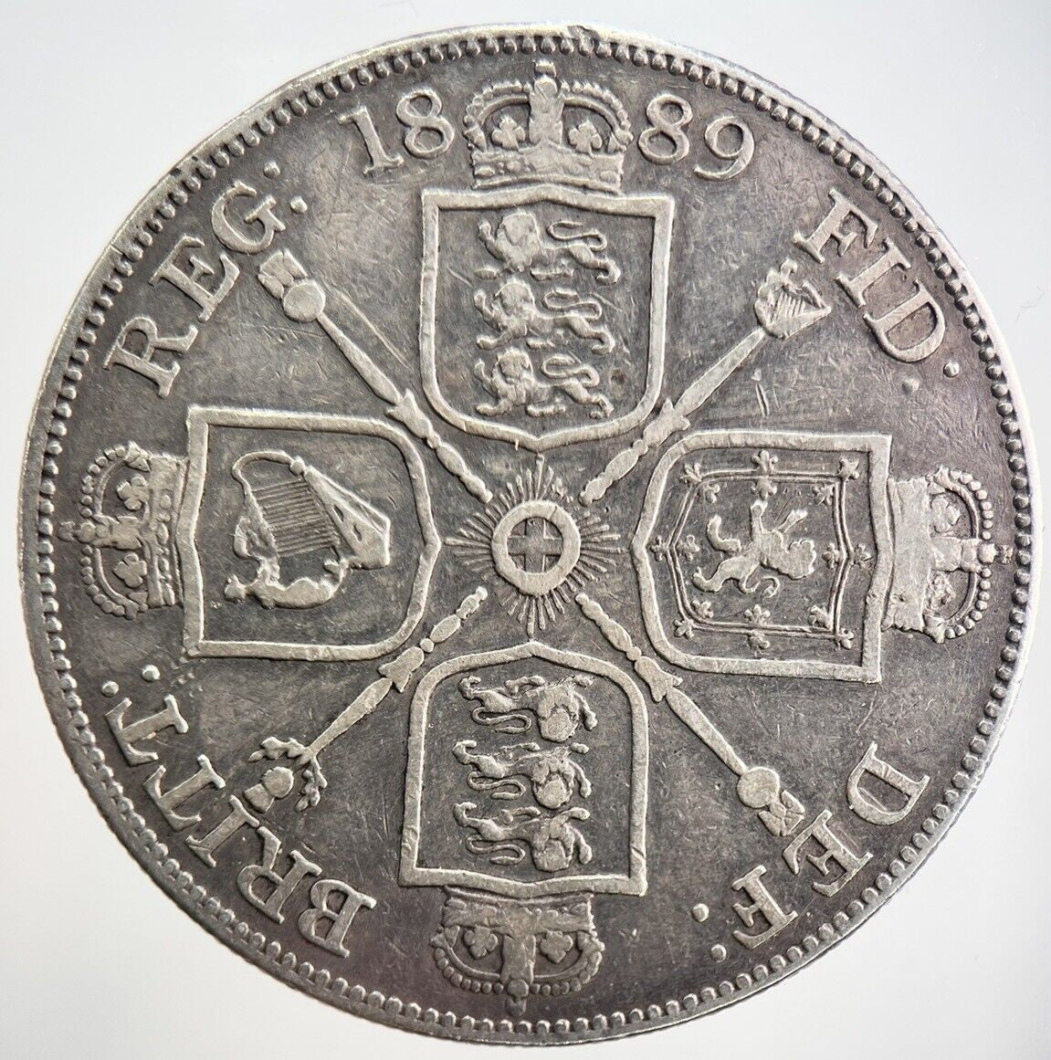 1889 Victoria Double Florin Silver Coin | Fine Collectable Grade | a436