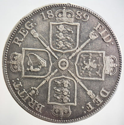 1889 Victoria Double Florin Silver Coin | Fine Collectable Grade | a436