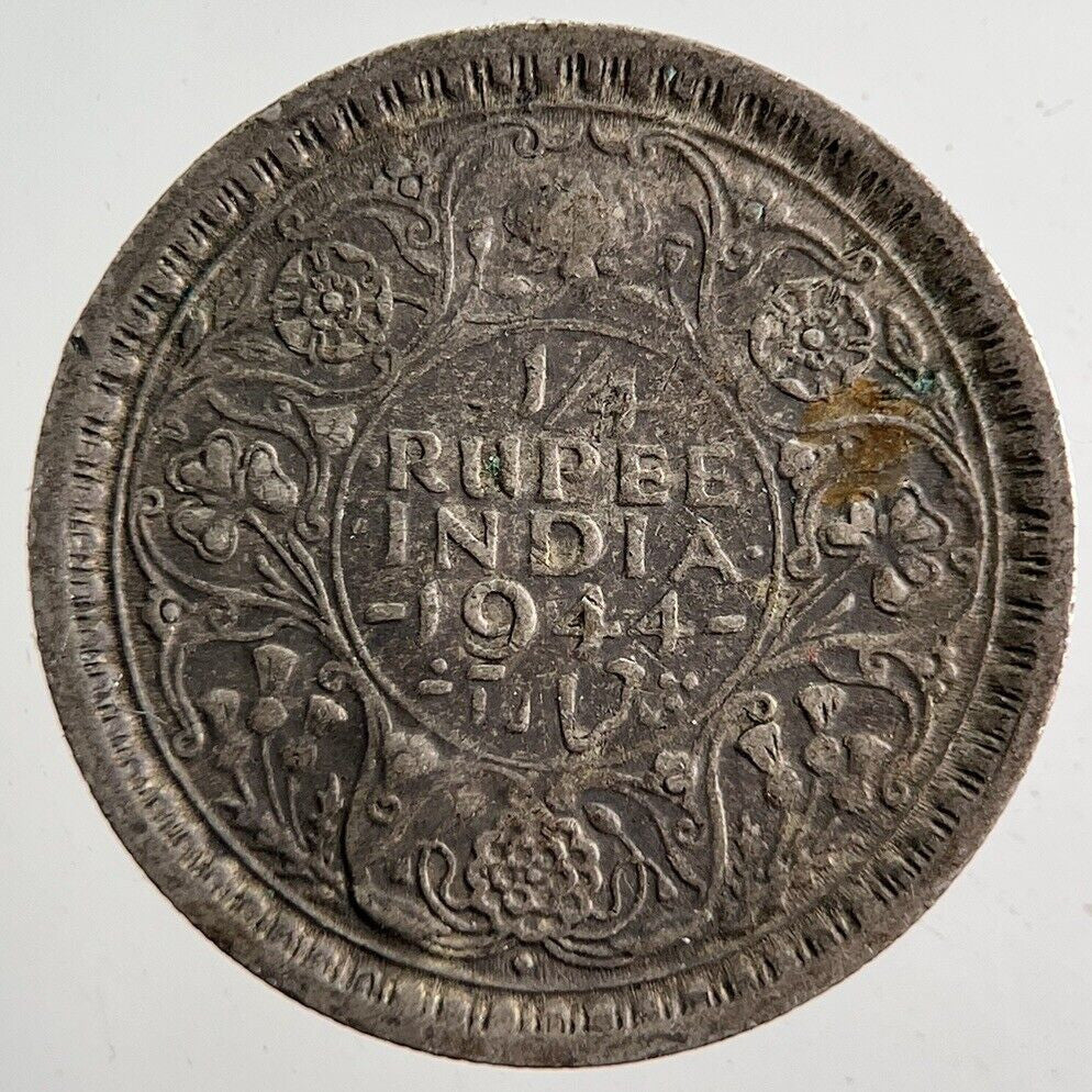 1944 India 1/4 Quarter Rupee Silver Coin | Collectable Grade