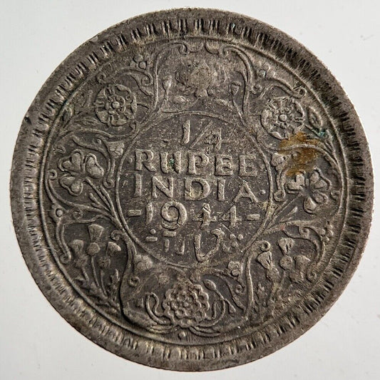 1944 India 1/4 Quarter Rupee Silver Coin | Collectable Grade