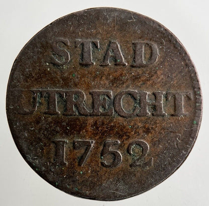 1752 Netherlands East Indies 1 Duit Stad - Utrecht Coin | Fine Collectable Grade