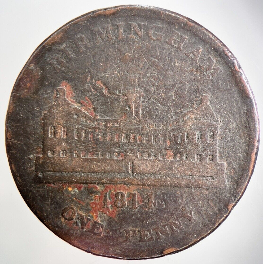 1814 Birmingham Workhouse One Penny Token Coin | Fair Grade