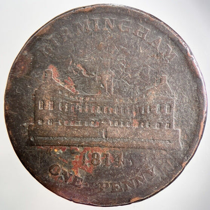 1814 Birmingham Workhouse One Penny Token Coin | Fair Grade