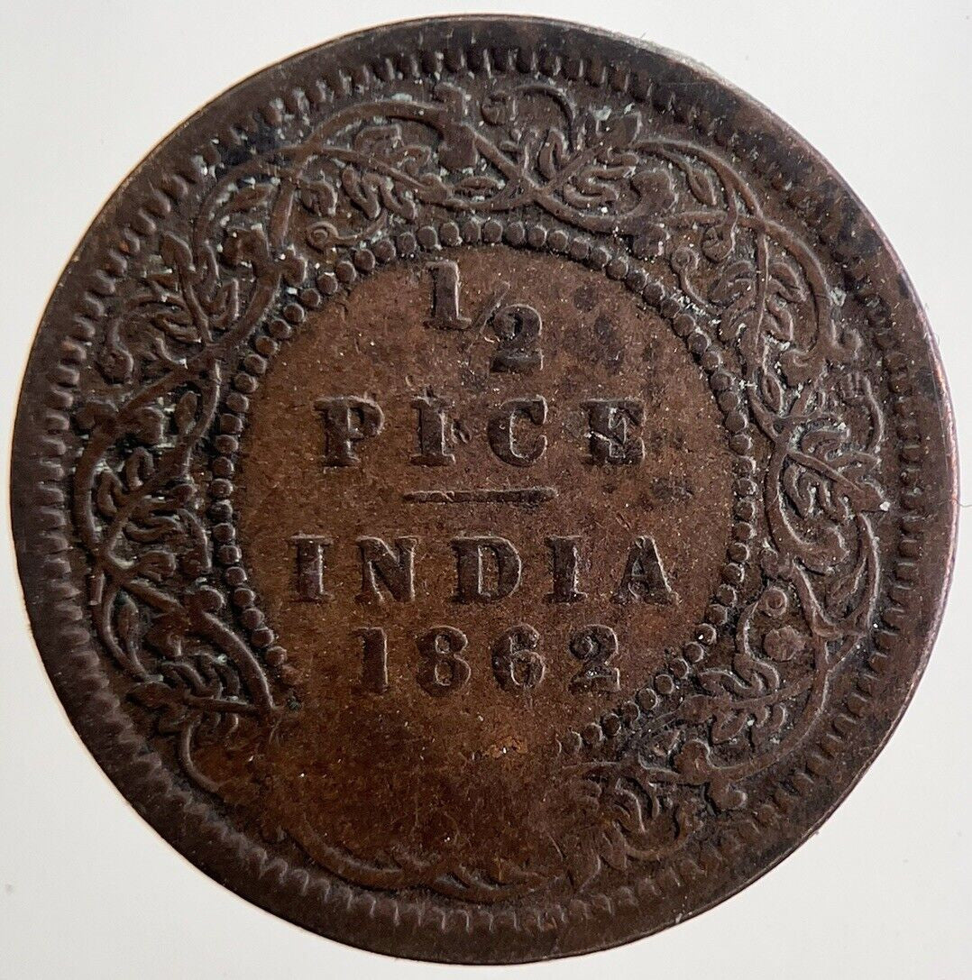 1862 India 1/2 Half Pice Coin | Fine Collectable Grade | a5552