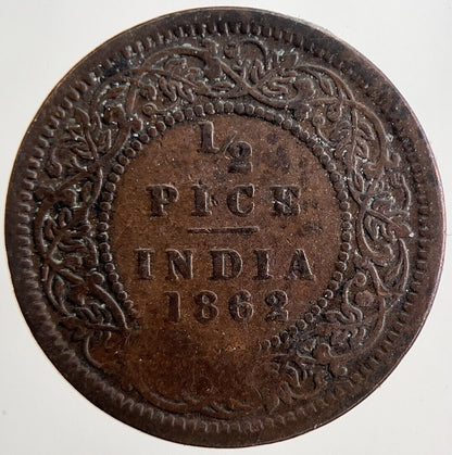 1862 India 1/2 Half Pice Coin | Fine Collectable Grade | a5552