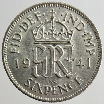 1941 George VI Sixpence Silver Coin | Very High Grade | a8161