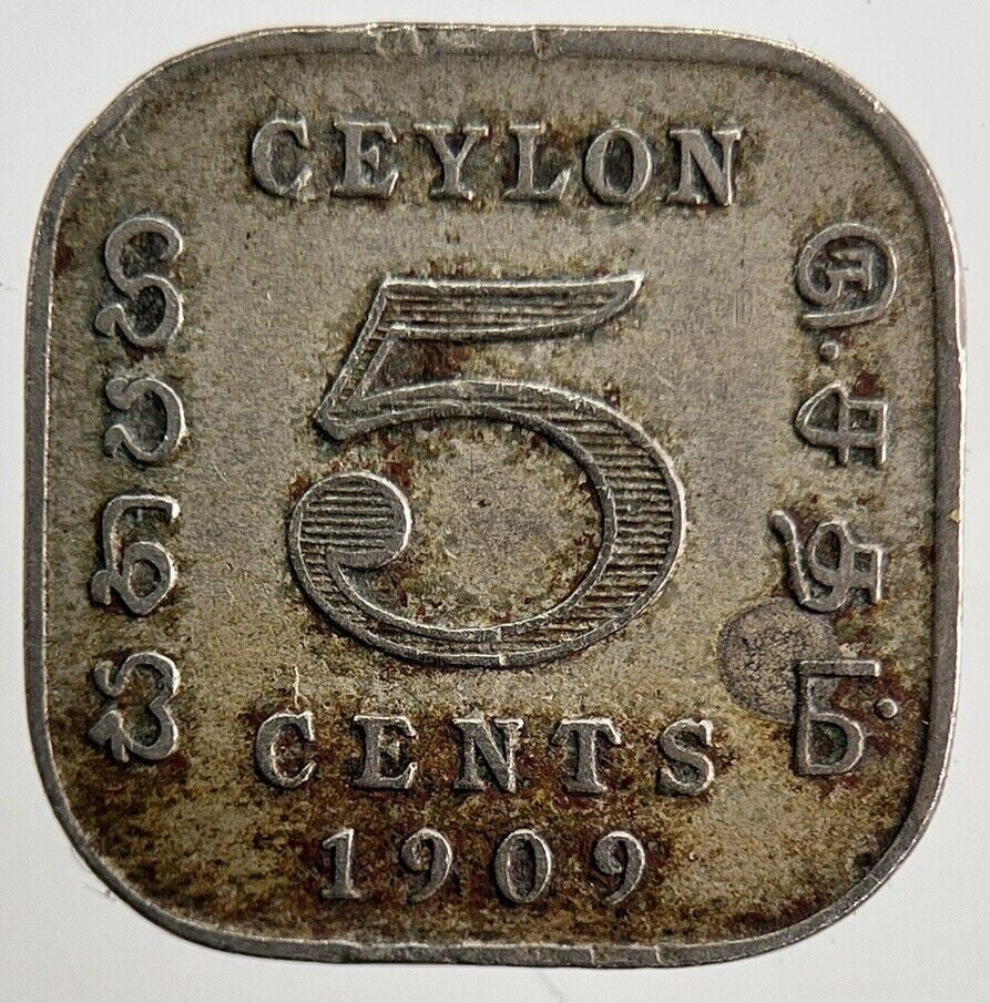 1909 5 Cents Ceylon Sri Lanka Coin | Fine Collectable Grade | a5691