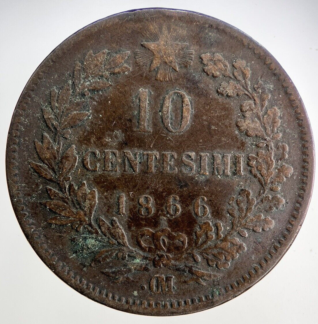 1866 Italy 10 Centesimi Coin | Fine Collectable Grade