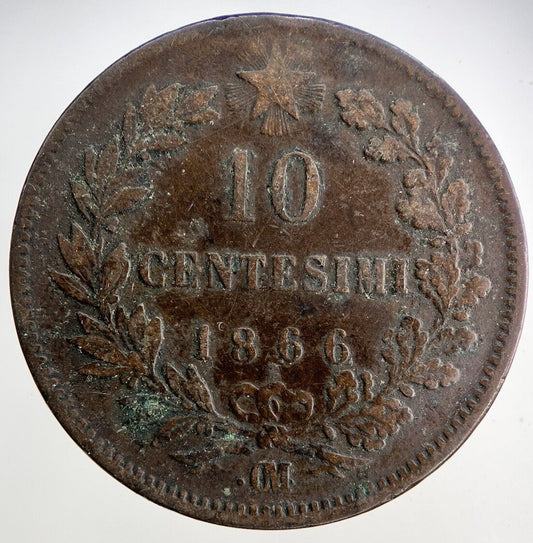 1866 Italy 10 Centesimi Coin | Fine Collectable Grade
