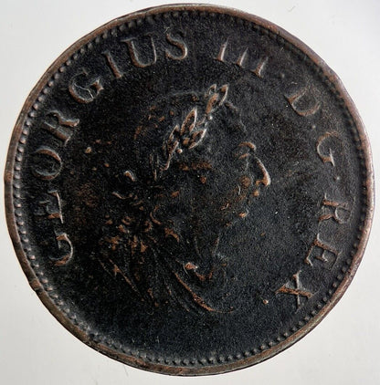1805 George III Irish Hibernia Half - Penny Coin | Very High Grade | a9461