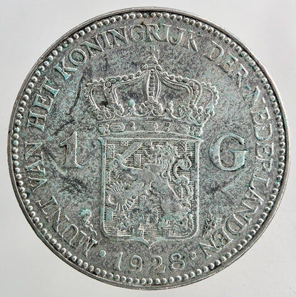 1928 Netherlands 1 Gulden Silver Coin | Fine Collectable Grade
