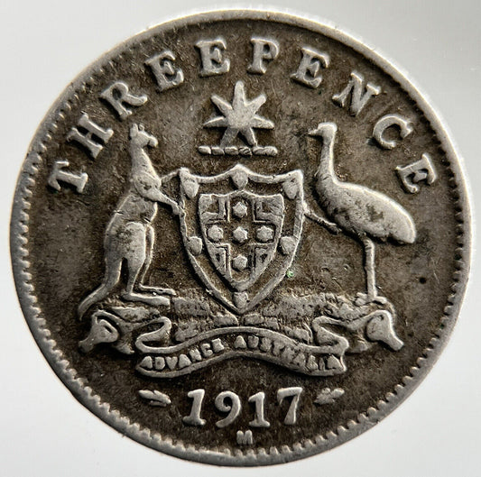 1917 - M Threepence Australia Silver Coin | Collectable Grade | a1613