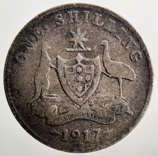 1917-M Australia One Shilling Silver Coin | Collectable Grade | a3732