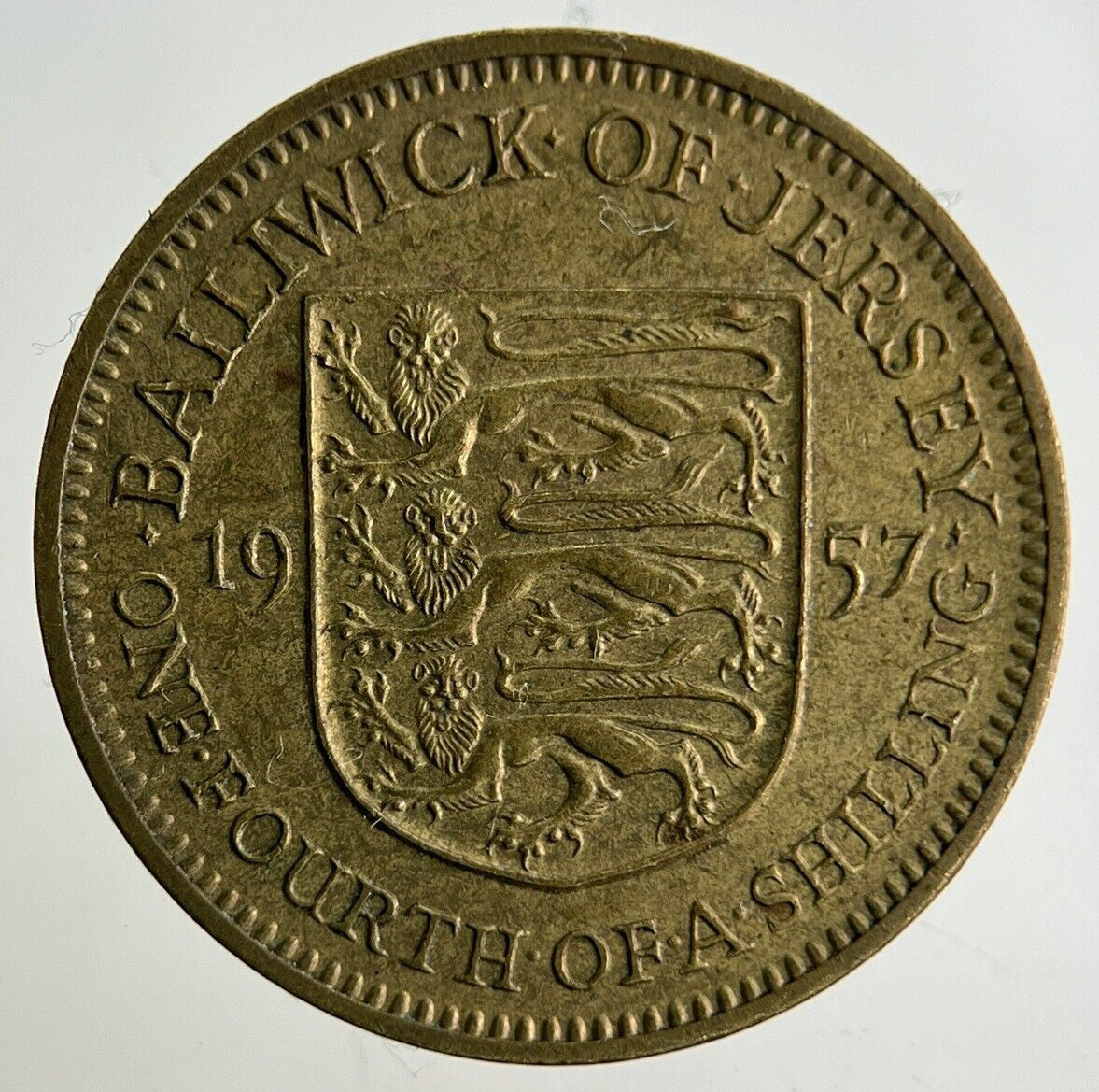 1957 Jersey 1/4 One Fourth Of A Shilling Coin | Fine Collectable Grade