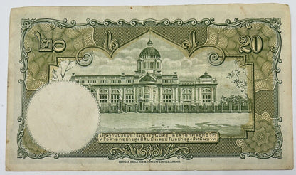 Old Vintage Rama XI Thailand 20 Baht Banknote | Collectable Grade