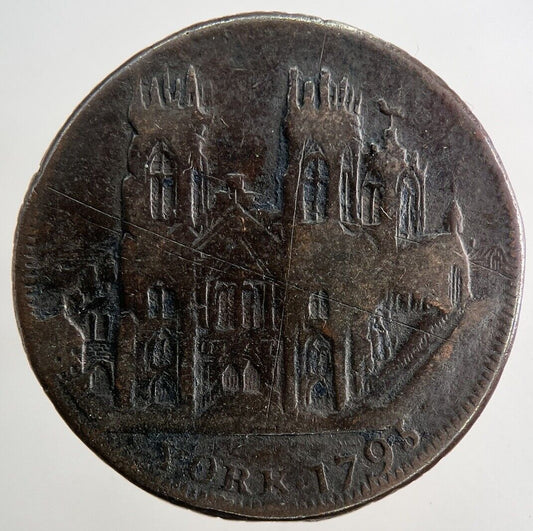 1795 York Cliffords Tower Half-Penny Token Coin | Fine Collectable Grade
