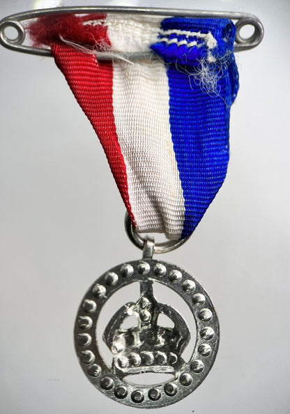 British Royal Crown Medal With Ribbon | Collectable Grade | a4943