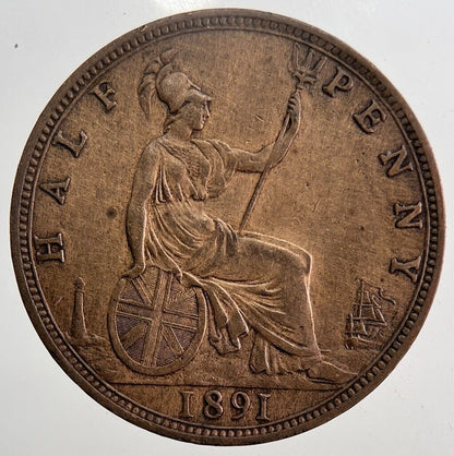 1891 Victoria Half - Penny Coin | Very Fine Grade | a5928