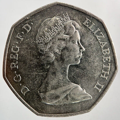 1973 Elizabeth II 2nd Hands 50p Fifty - Pence Coin | Very High Grade