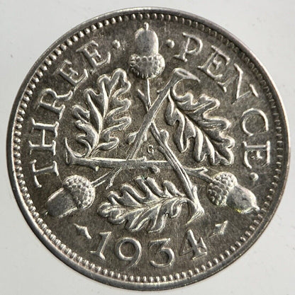 1934 George V Threepence Silver Coin | Very High Grade