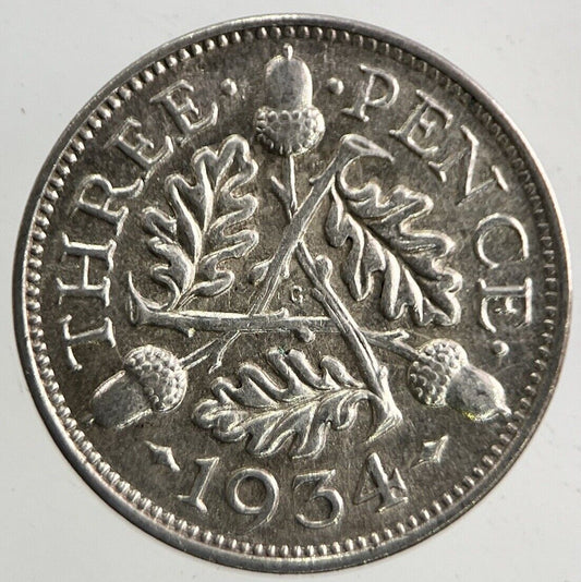 1934 George V Threepence Silver Coin | Very High Grade