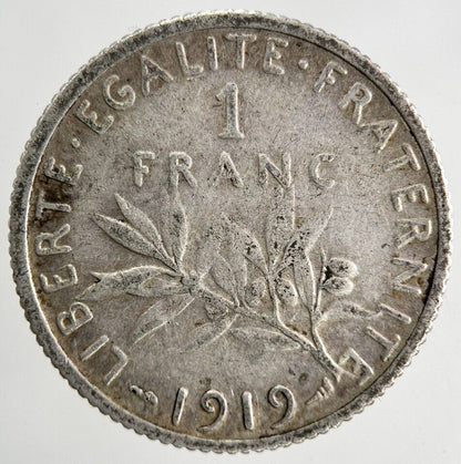 1919 France 1 Franc Silver Coin | Fine Collectable Grade