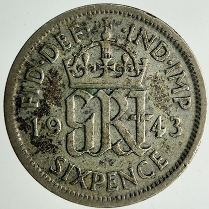 1943 George VI Silver Sixpence Coin | Fine Collectable Grade