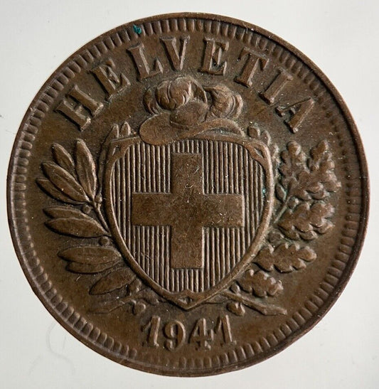 1941 Switzerland Swiss 2 Rappen Coin | Fine Collectable Grade