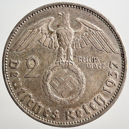 1937-A Germany Nazi 2 Mark Silver Coin | Fine Collectable Grade | a687