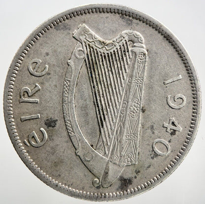 1940 Irish Horse Half - Crown Silver Coin | Very Fine Grade | a1494
