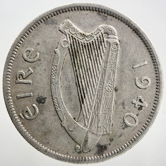 1940 Irish Horse Half - Crown Silver Coin | Very Fine Grade | a1494