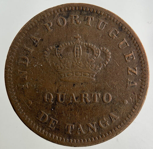 1884 India Portugal Quarto De Tanga Coin | Fine Collectable Grade