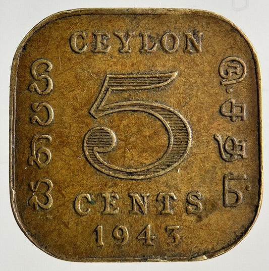 1943 Ceylon 5 Cents Coin | Fine Collectable Grade