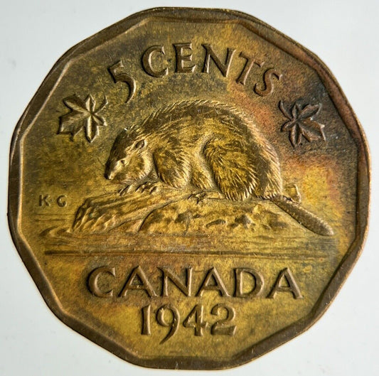 1942 Canada 5 Cents Coin | Fine Collectable Grade