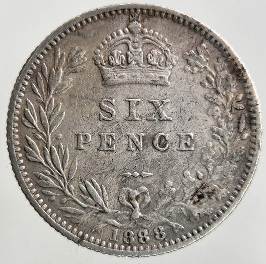 1888 Victoria Sixpence Silver Coin | Very High Grade