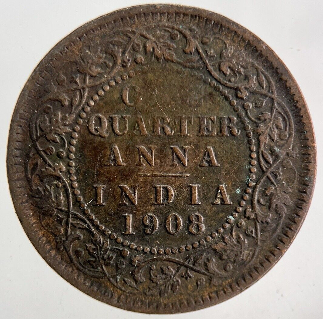 1908 India One Quarter Anna Coin | Fine Collectable Grade