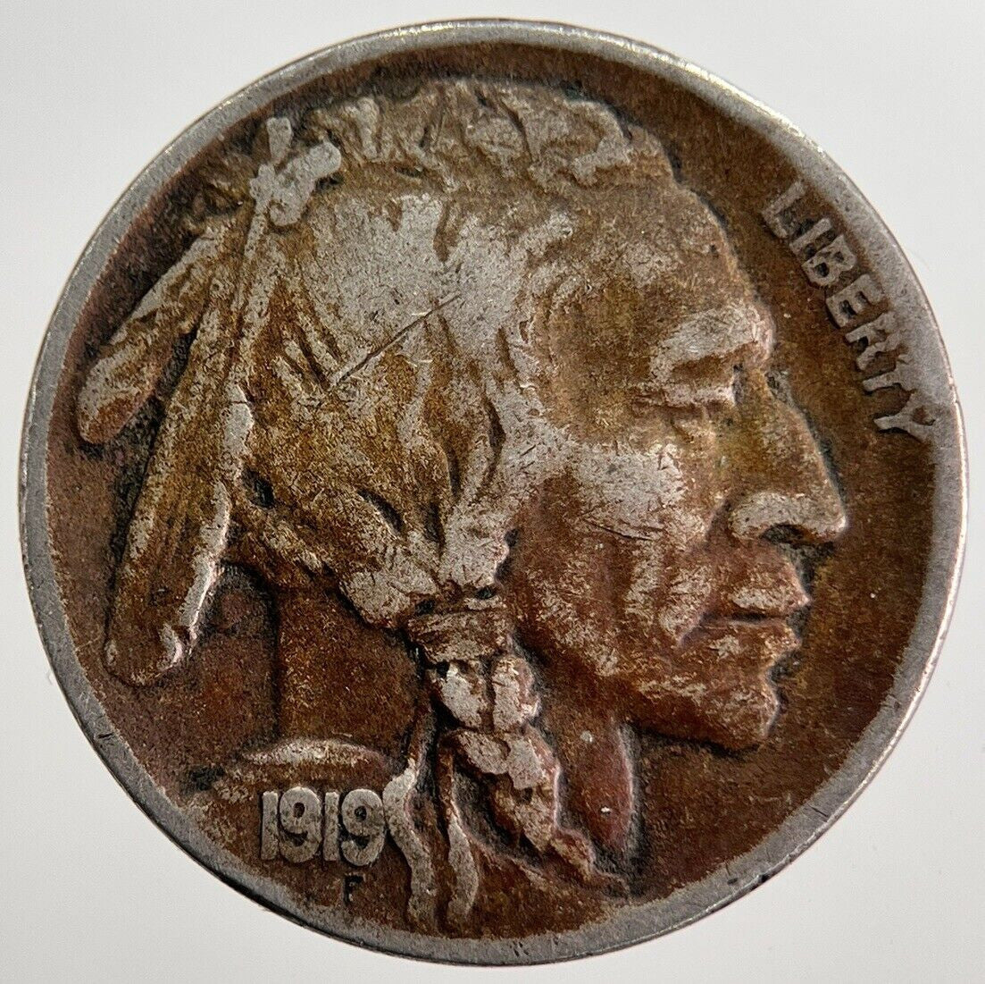 1919 - S US USA Indian Head Buffalo Nickel Coin | Fine Collectable Grade | a8398