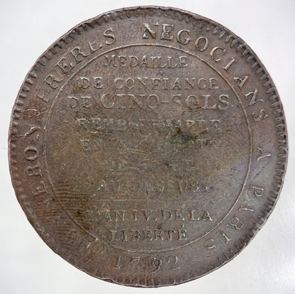 1792 France Napoleonic Revolution Medal Coin | Fine Collectable Grade | a2496