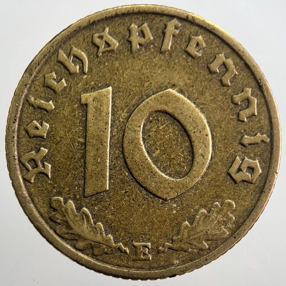 1938 - E Germany Nazi 10 Pfennig Coin | Fine Collectable Grade | a7873