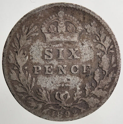 1892 Victoria Sixpence Silver Coin | Collectable Grade | a5586