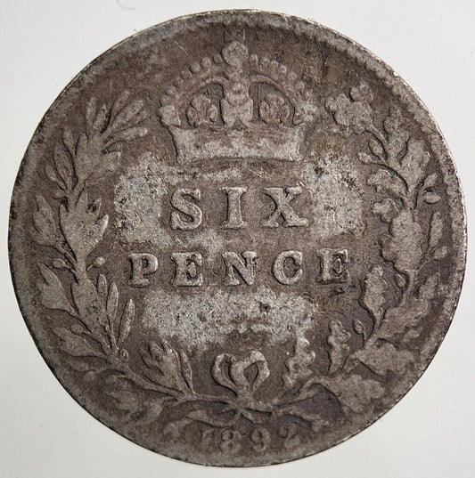 1892 Victoria Sixpence Silver Coin | Collectable Grade | a5586