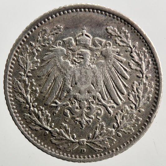 1906 - D Germany 1/2 Half Mark Silver Coin | Collectable Grade | a3725