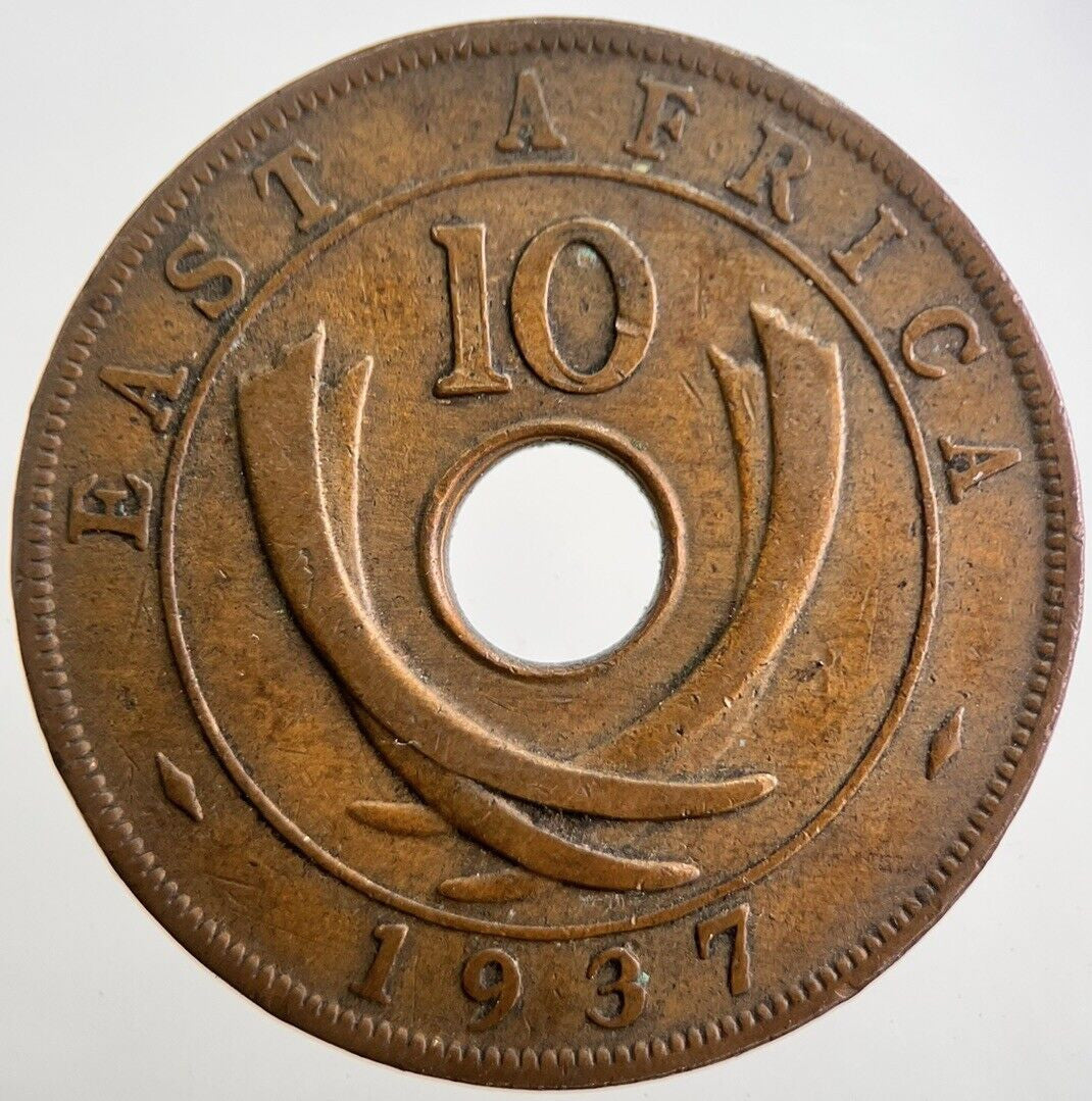 1937 East Africa 10 Ten Cents Coin | Fine Collectable Grade | a7544